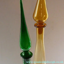 Load image into Gallery viewer, TALL Emerald Green Glass GENIE Vase with Original Hollow Hand Blown Stopper. 25 inches
