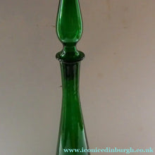 Load image into Gallery viewer, TALL Emerald Green Glass GENIE Vase with Original Hollow Hand Blown Stopper. 25 inches
