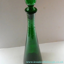 Load image into Gallery viewer, TALL Emerald Green Glass GENIE Vase with Original Hollow Hand Blown Stopper. 25 inches
