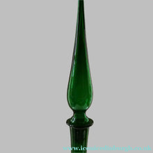 Load image into Gallery viewer, TALL Emerald Green Glass GENIE Vase with Original Hollow Hand Blown Stopper. 25 inches
