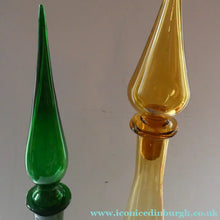 Load image into Gallery viewer, TALL Emerald Green Glass GENIE Vase with Original Hollow Hand Blown Stopper. 25 inches
