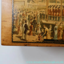 Load image into Gallery viewer, THE BANDSTAND. Antique 19th Century MAUCHLINE Trinket Box. Scottish International Exhibition Edinburgh 1886
