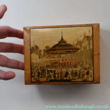 Load image into Gallery viewer, THE BANDSTAND. Antique 19th Century MAUCHLINE Trinket Box. Scottish International Exhibition Edinburgh 1886
