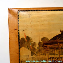 Load image into Gallery viewer, THE BANDSTAND. Antique 19th Century MAUCHLINE Trinket Box. Scottish International Exhibition Edinburgh 1886
