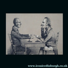 Load image into Gallery viewer, The CHESS MATCH / Chess Players. Rare ANTIQUE REGENCY Lithograph with Four Individual Images. In original Maple Frame; 1830s
