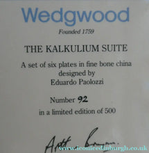 Load image into Gallery viewer, The Kalkulium Suite. Complete Set of SIX Plates Designed by Eduardo Paolozzi (1924 - 2005) for WEDGWOOD
