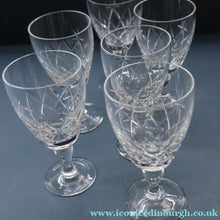 Load image into Gallery viewer, Vintage THOMAS WEBB Crystal. Set of Six Claret or Sherry Glasses. CHELSEA Pattern. 4 3/4 inches
