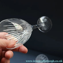 Load image into Gallery viewer, THREE GLASSES: Vintage Edinburgh Crystal Smaller WHITE WINE Glasses. SYMPHONY PATTERN. 7 1/8 inches (CODE F)
