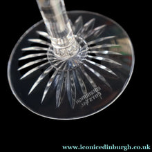Load image into Gallery viewer, THREE GLASSES: Vintage Edinburgh Crystal Smaller WHITE WINE Glasses. SYMPHONY PATTERN. 7 1/8 inches (CODE F)
