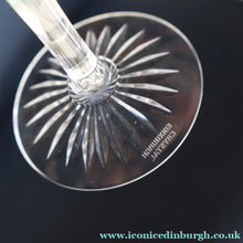 Load image into Gallery viewer, THREE GLASSES: Vintage Edinburgh Crystal Smaller WHITE WINE Glasses. SYMPHONY PATTERN. 7 1/8 inches (CODE F)
