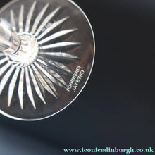 Load image into Gallery viewer, THREE GLASSES: Vintage Edinburgh Crystal Smaller WHITE WINE Glasses. SYMPHONY PATTERN. 7 1/8 inches (CODE F)
