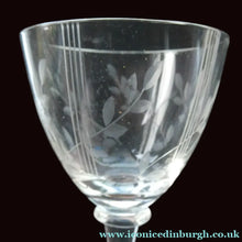 Load image into Gallery viewer, THREE SETS of Six 1950s Matching Engraved Glasses (Total 18 glasses). Decorated with Leaves and Lines Pattern;
