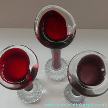 Load image into Gallery viewer, THREE Vintage 1960s SWEDISH Aseda Glass Tall Stem Vases. Set of Three. All Different
