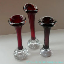 Load image into Gallery viewer, THREE Vintage 1960s SWEDISH Aseda Glass Tall Stem Vases. Set of Three. All Different
