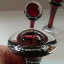 Load image into Gallery viewer, THREE Vintage 1960s SWEDISH Aseda Glass Tall Stem Vases. Set of Three. All Different

