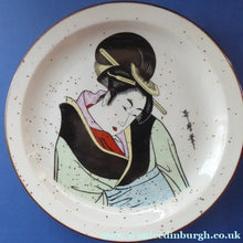 Load image into Gallery viewer, Three Japanese Stoneware Stoneware Plates. Geisha Girls
