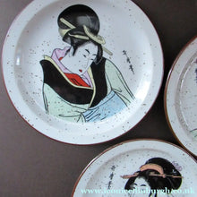 Load image into Gallery viewer, Three Japanese Stoneware Stoneware Plates. Geisha Girls
