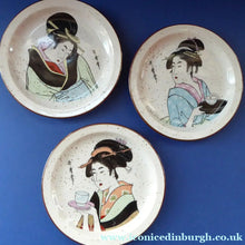 Load image into Gallery viewer, Three Japanese Stoneware Stoneware Plates. Geisha Girls
