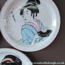 Load image into Gallery viewer, Three Japanese Stoneware Stoneware Plates. Geisha Girls
