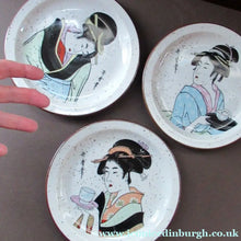 Load image into Gallery viewer, Three Japanese Stoneware Stoneware Plates. Geisha Girls
