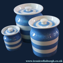 Load image into Gallery viewer, THREE Vintage TG Green CORNISHWARE Lidded Storage Jars. No Lettering
