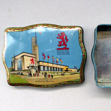 Load image into Gallery viewer, Rare Survivor Glasgow Empire Exhibition Sweetie Tin 1938; with an Image of the Scottish Pavilion

