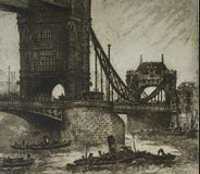 Load image into Gallery viewer, Original Etching &amp; Drypoint Entitled The Tower Bridge, London by W.R. Wyllie
