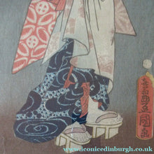 Load image into Gallery viewer, Antique Edo Period Japanese Woodblock Print with Geisha Serving Tea
