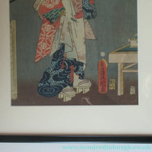 Load image into Gallery viewer, Antique Edo Period Japanese Woodblock Print with Geisha Serving Tea

