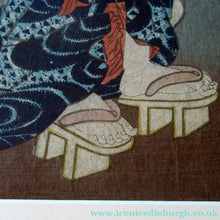 Load image into Gallery viewer, Antique Edo Period Japanese Woodblock Print with Geisha Serving Tea
