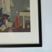 Load image into Gallery viewer, Antique Edo Period Japanese Woodblock Print with Geisha Serving Tea
