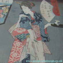 Load image into Gallery viewer, Antique Edo Period Japanese Woodblock Print with Geisha Serving Tea
