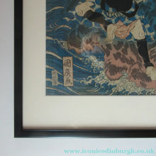 Load image into Gallery viewer, Antique Japanese Woodblock Print. Samurai on the Seashore Edo Period
