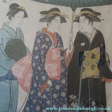 Load image into Gallery viewer, Antique Traditional 19th Century Japanese Print with Geishas FRAMED
