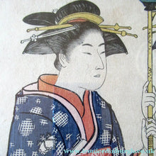 Load image into Gallery viewer, Antique Traditional 19th Century Japanese Print with Geishas FRAMED
