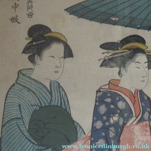 Load image into Gallery viewer, Antique Traditional 19th Century Japanese Print with Geishas FRAMED

