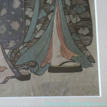 Load image into Gallery viewer, Antique Traditional 19th Century Japanese Print with Geishas FRAMED
