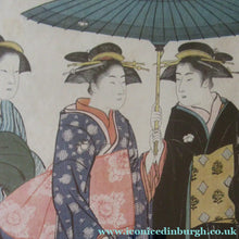 Load image into Gallery viewer, Antique Traditional 19th Century Japanese Print with Geishas FRAMED
