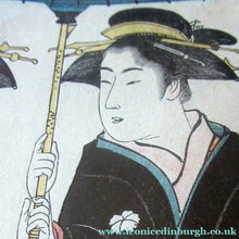 Load image into Gallery viewer, Antique Traditional 19th Century Japanese Print with Geishas FRAMED
