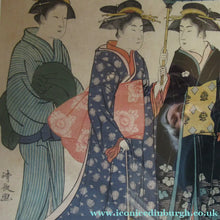 Load image into Gallery viewer, Antique Traditional 19th Century Japanese Print with Geishas FRAMED
