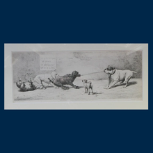 Load image into Gallery viewer, SATIRICAL PRINT. Original Tug of War Engraving by F. Mansell after the painting by Harding Cox; 1899
