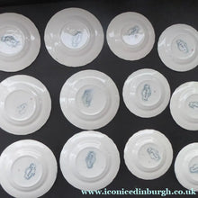 Load image into Gallery viewer, TWELVE Antique BISHOP &amp; STONIER Miniature Child's Nursery Ashley Pattern Plates;  c 1880. Two Sets of Six
