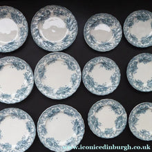 Load image into Gallery viewer, TWELVE Antique BISHOP &amp; STONIER Miniature Child's Nursery Ashley Pattern Plates;  c 1880. Two Sets of Six
