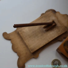 Load image into Gallery viewer, TWO Antique 19th Century MAUCHLINE Ware Pieces. Small Table Top Picture Frame &amp; Matchbook Cover
