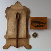 Load image into Gallery viewer, TWO Antique 19th Century MAUCHLINE Ware Pieces. Small Table Top Picture Frame &amp; Matchbook Cover
