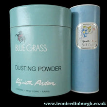Load image into Gallery viewer, Two Cardboard Boxes of Vintage ELIZABETH ARDEN Blue Grass Talcum Powder
