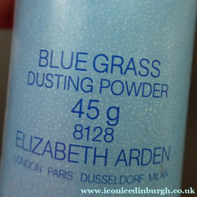 Load image into Gallery viewer, Two Cardboard Boxes of Vintage ELIZABETH ARDEN Blue Grass Talcum Powder
