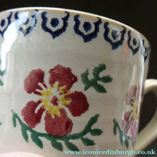 Load image into Gallery viewer, TWO Large Irish Ceramic Mugs by Nicholas Mosse. Spongeware Iris and Clementis Designs
