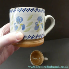 Load image into Gallery viewer, TWO Large Irish Ceramic Mugs by Nicholas Mosse. Spongeware Iris and Clementis Designs

