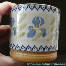 Load image into Gallery viewer, TWO Large Irish Ceramic Mugs by Nicholas Mosse. Spongeware Iris and Clementis Designs
